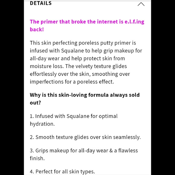 NEW ELF PORELESS PUTTY PRIMER UNIVERSAL SHEER - Picture 5 of 7